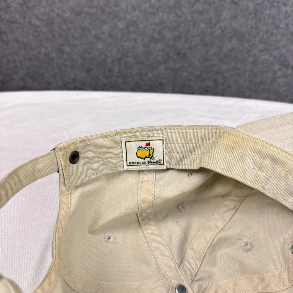 American Needle Masters Golf Hat Adjustable Khaki Cotton Embroidered Logo Cap